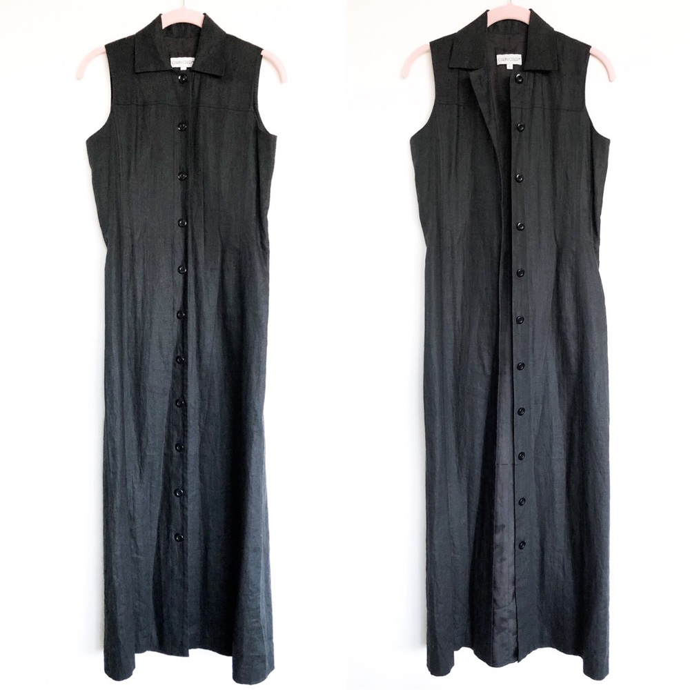 Cabin Creek Long Linen Black Vest/Dress